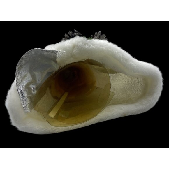 VTG White & Silver Robe Santa Claus Tree Topper Pine Cones Silver Bell  Garland - Picture 5 of 13